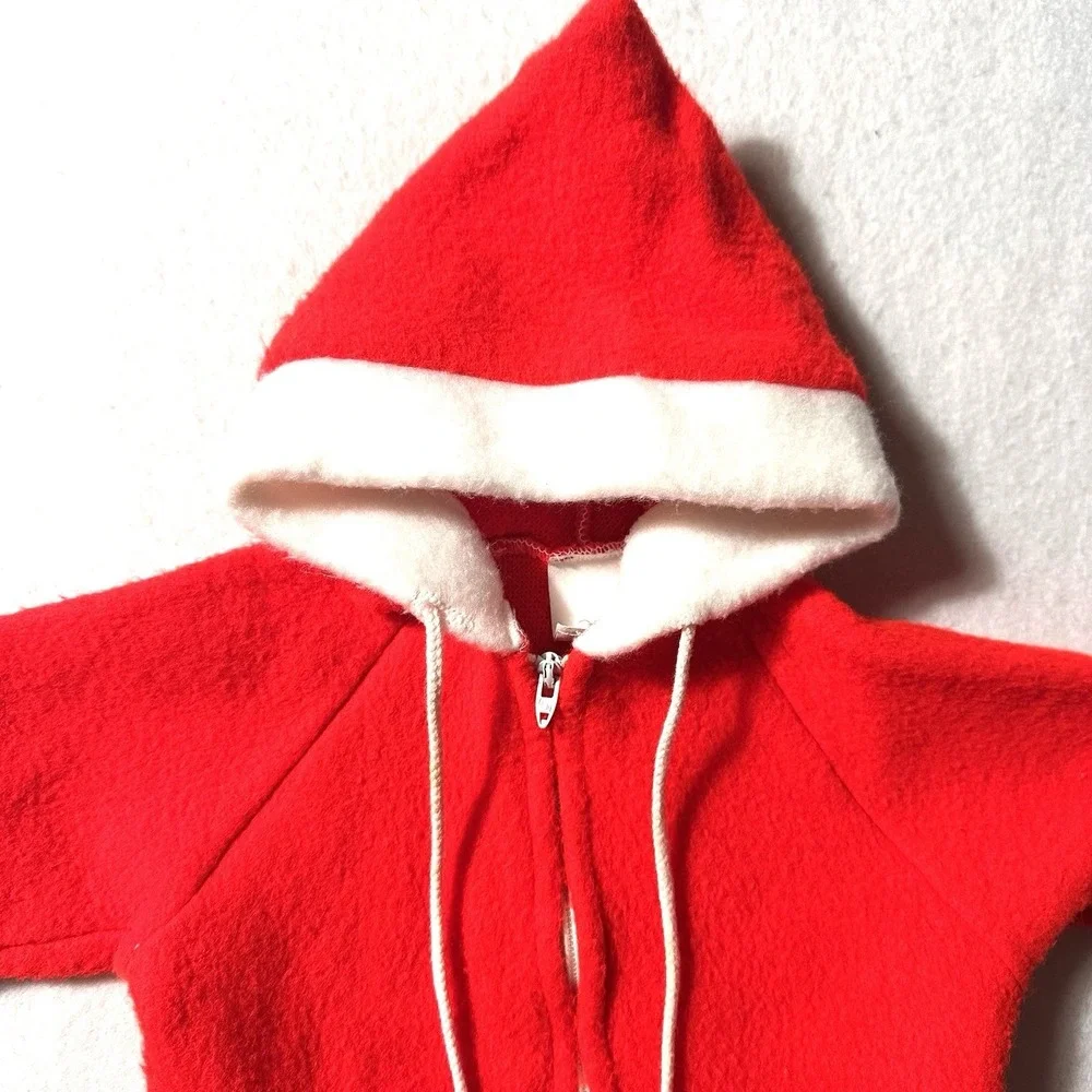 Vintage Toddle Time 0-9 Months Christmas MCM‎ Red Santa Bunting Zip JC Penny